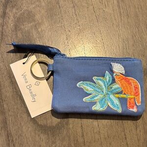 Vera Bradley Blue Parrot Embroidered Key Pouch